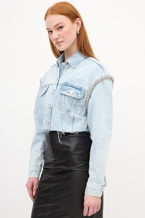 Sandro Light Wash Embellished Denim Jacket