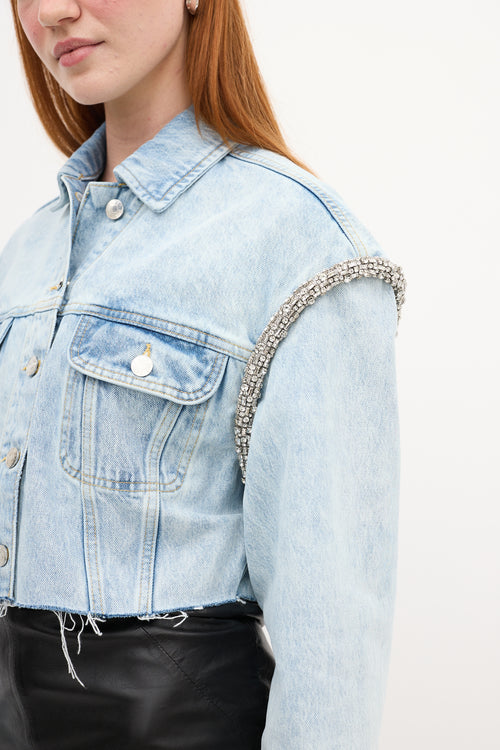 Sandro Light Wash Embellished Denim Jacket