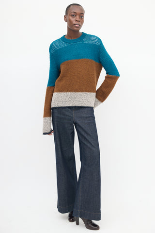 See By Chloè Brown 
Blue Wool Colour Block Sweater