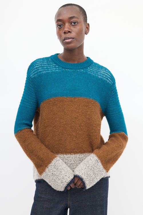 See By Chloè Brown 
Blue Wool Colour Block Sweater