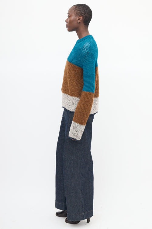 See By Chloè Brown 
Blue Wool Colour Block Sweater