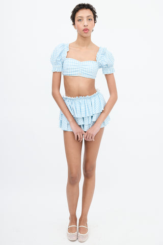 Selkie Light Blue 
White Gingham Swimsuit Set