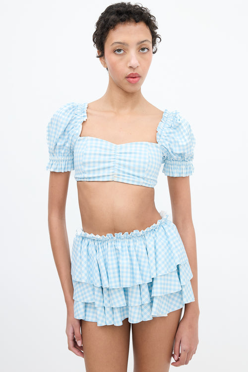 Selkie Light Blue 
White Gingham Swimsuit Set