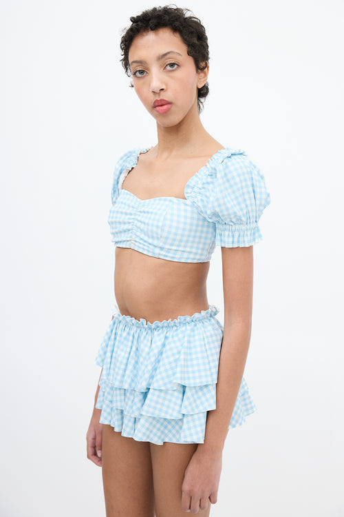 Selkie Light Blue 
White Gingham Swimsuit Set