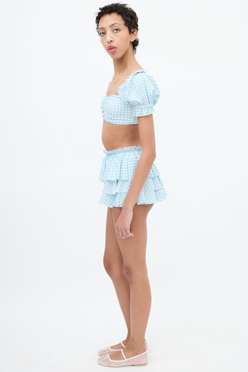 Selkie Light Blue 
White Gingham Swimsuit Set