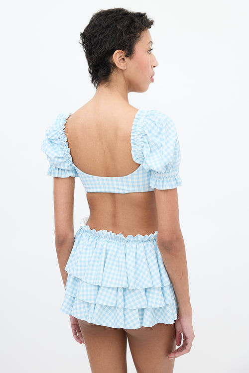 Selkie Light Blue 
White Gingham Swimsuit Set