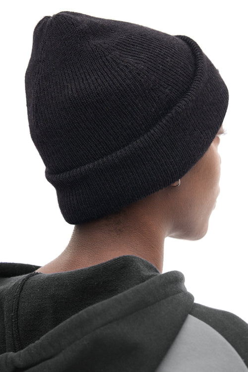 Sentaler Black Wool Logo Patch Beanie