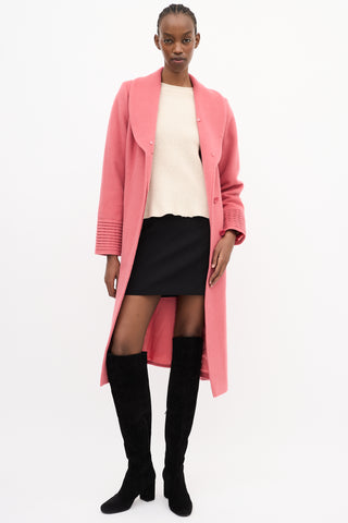 Sentaler Pink Wool Belted Long Coat