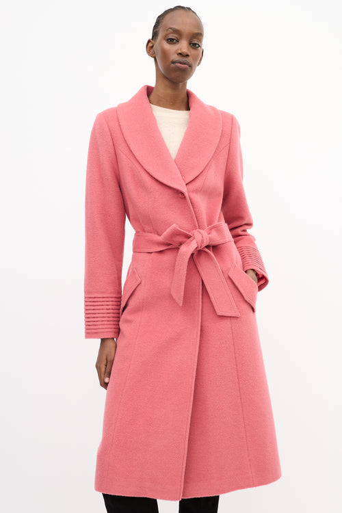 Sentaler Pink Wool Belted Long Coat