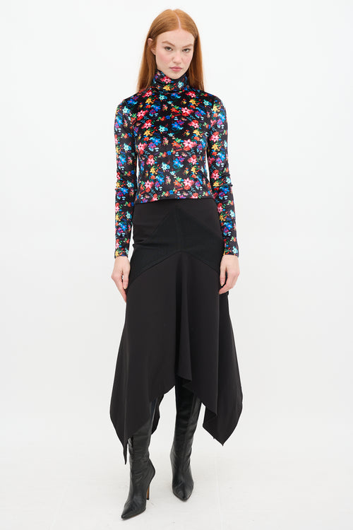 SIEDRÉS Black 
Multi Floral Velvet Cody Top