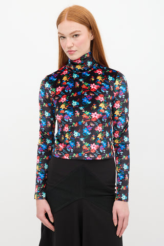 SIEDRÉS Black 
Multi Floral Velvet Cody Top