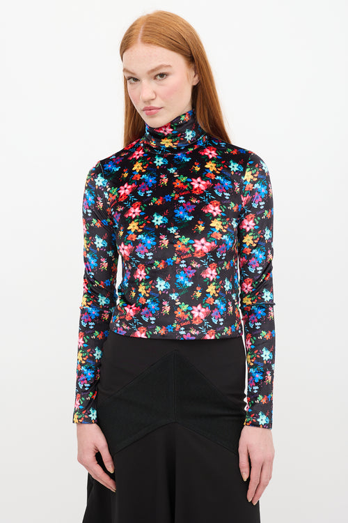 SIEDRÉS Black 
Multi Floral Velvet Cody Top