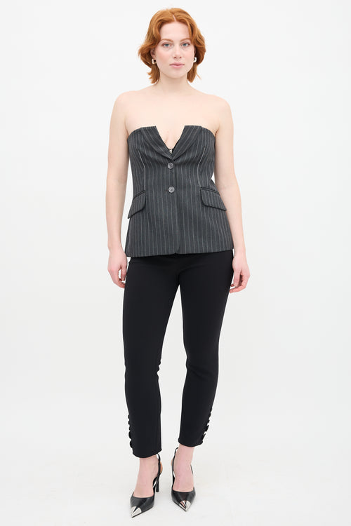 Simkhai Grey Wool Pinstripe Billie Top