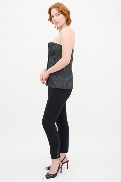 Simkhai Grey Wool Pinstripe Billie Top