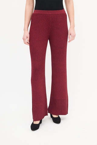 Simon Miller Red Val Ribbed Knit Flared Pant