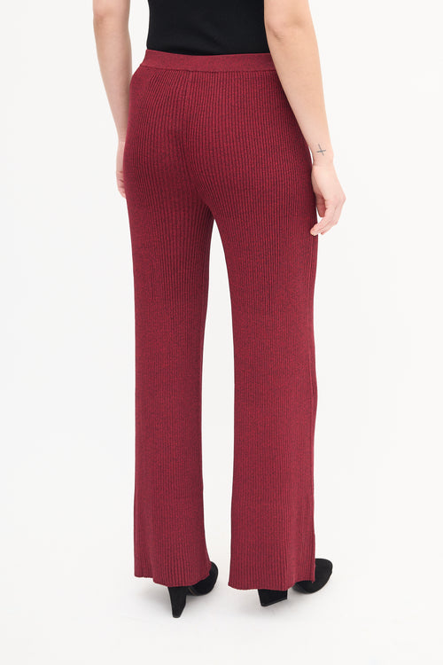 Simon Miller Red Val Ribbed Knit Flared Pant