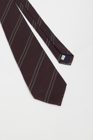 Saint Laurent Red 
Grey Stripe Pattern Tie