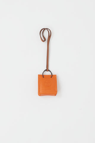 Hermès Orange Leather Bag Charm