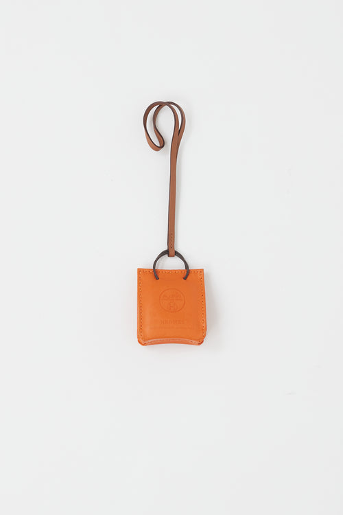 Hermès Orange Leather Bag Charm