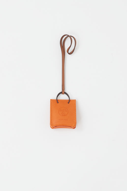 Hermès Orange Leather Bag Charm