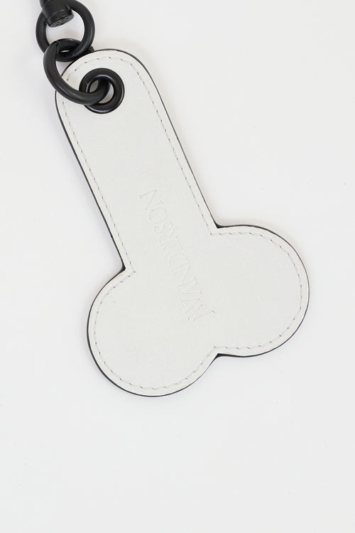 JW Anderson White Leather Logo Keychain