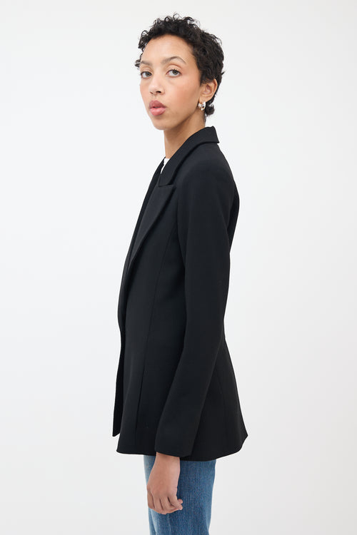 Smythe Black Wool Peak Lapel Blazer