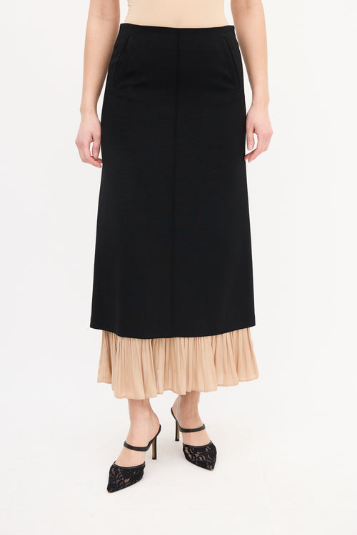 Smythe Black 
Beige Frill Hem Midi Skirt