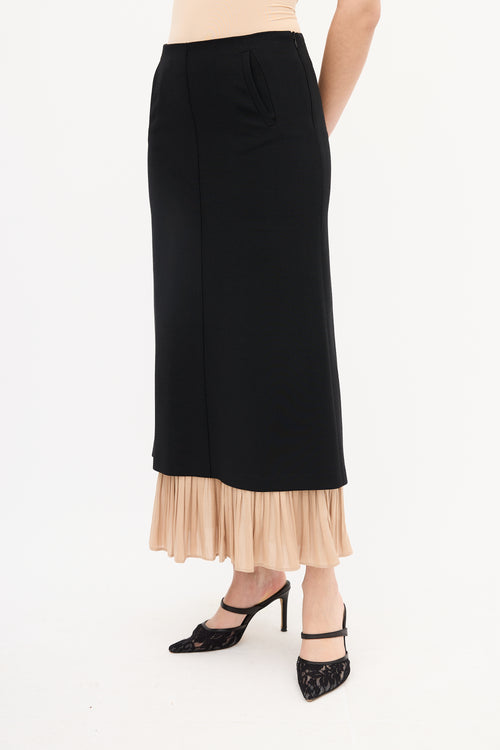 Smythe Black 
Beige Frill Hem Midi Skirt