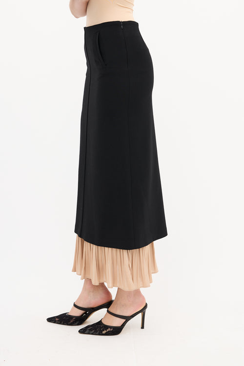 Smythe Black 
Beige Frill Hem Midi Skirt