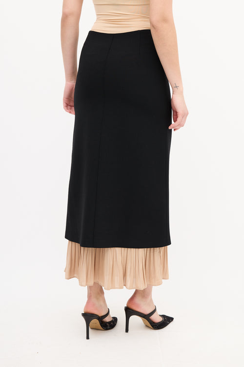 Smythe Black 
Beige Frill Hem Midi Skirt