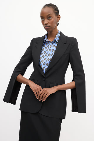 Smythe Black Wool Zip Sleeve Blazer