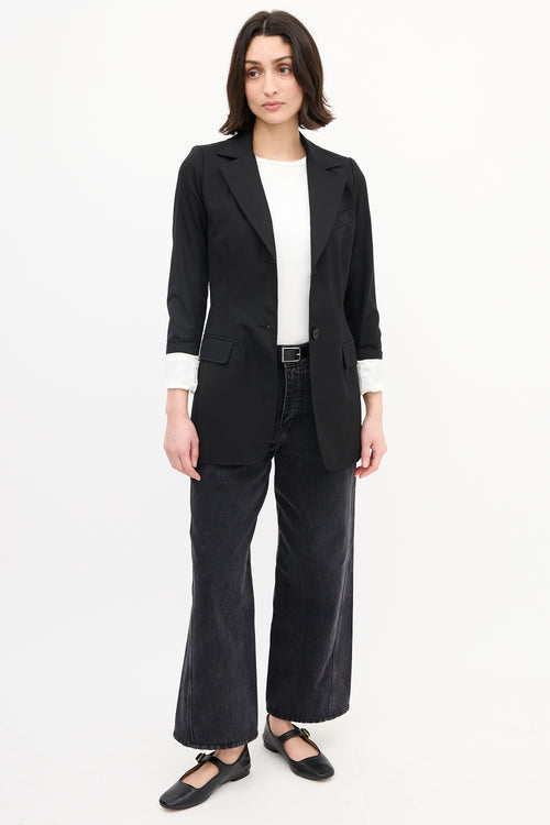 Smythe Black Wool Folded Cuff Blazer