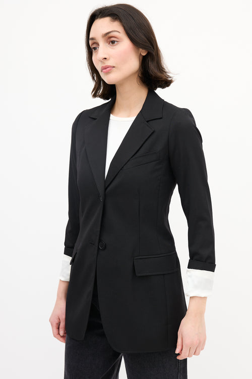 Smythe Black Wool Folded Cuff Blazer