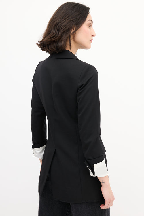 Smythe Black Wool Folded Cuff Blazer