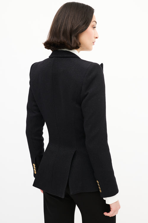 Smythe Black Sparkly Wool Peak Lapel Blazer