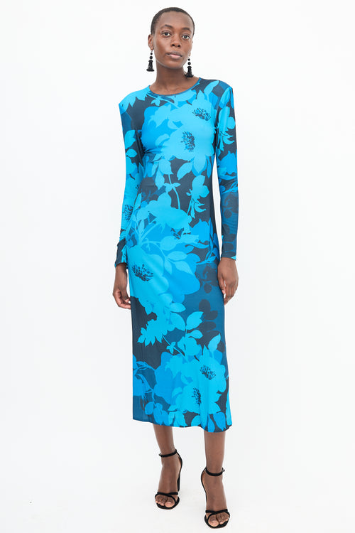 Smythe Blue Floral  Dress