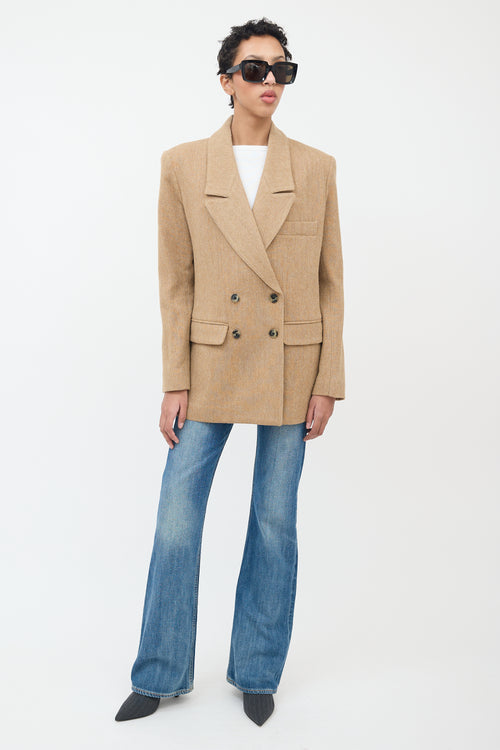 Smythe Beige Wool Herringbone Blazer