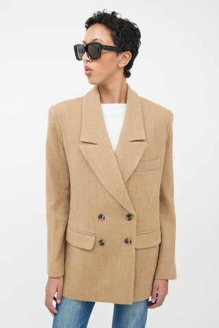 Smythe Beige Wool Herringbone Blazer