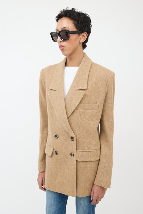 Smythe Beige Wool Herringbone Blazer