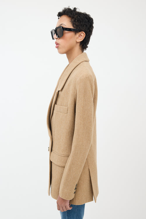 Smythe Beige Wool Herringbone Blazer