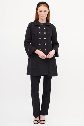 Smythe Black Wool Double Breasted Coat