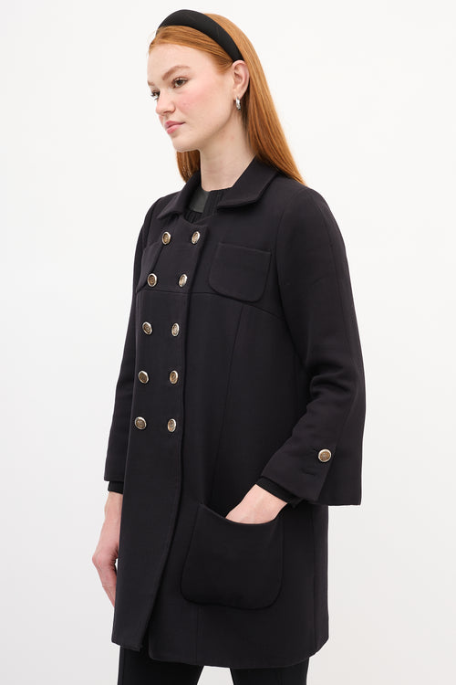 Smythe Black Wool Double Breasted Coat