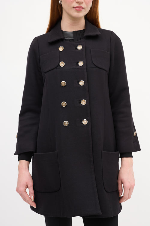 Smythe Black Wool Double Breasted Coat