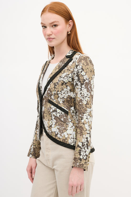 Smythe Green 
White Linen Floral Blazer