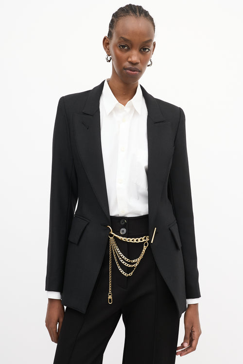 Smythe X Jenny Bird Black Wool 
Gold Chain Blazer