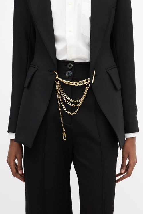 Smythe X Jenny Bird Black Wool 
Gold Chain Blazer