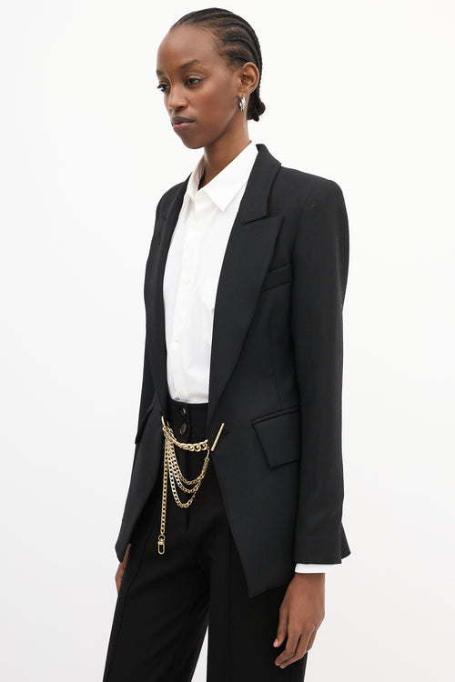 Smythe X Jenny Bird Black Wool 
Gold Chain Blazer