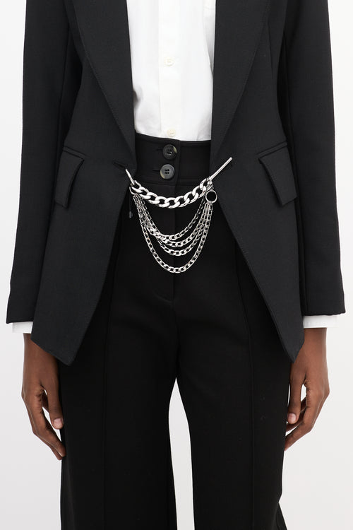 Smythe X Jenny Bird Black Wool 
Silver Chain Blazer