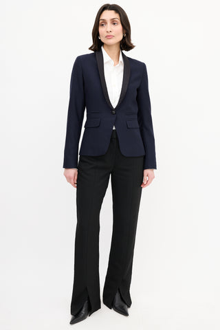 Smythe Navy 
Black Silk Lapel Tuxedo Blazer