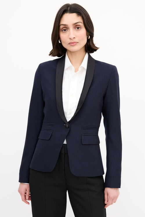 Smythe Navy 
Black Silk Lapel Tuxedo Blazer